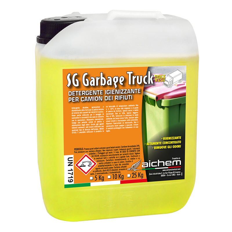 SG GARBAGE TRUCK – Detergente Alcalino Ultra Fuerte para Camiones de Residuos (Cloro Activo