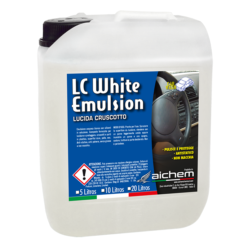 LC WHITE EMULSION – Emulsión Acuosa con Silicona para Salpicaderos (Antiestática