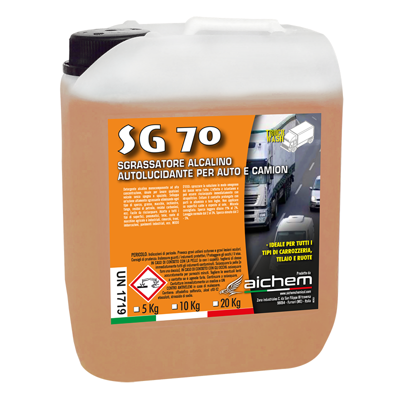 SG 70 – Detergente Alcalino Alta Concentración para Camiones y Vehículos (Sin Cepillo